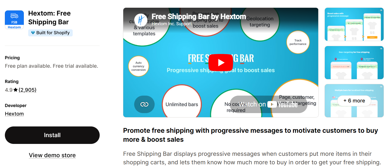 Five Free Apps to Boost Your Average Order Value in 2026 3 Hextom: Free Shipping Bar